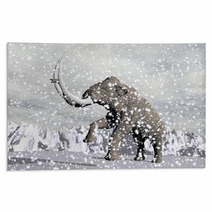 3D Mammoth In Winter During Ice Age Rugs 58925946