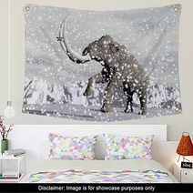 3D Mammoth In Winter During Ice Age Wall Art 58925946