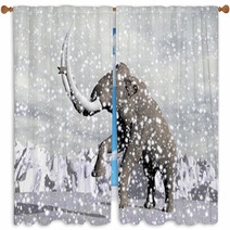3D Mammoth In Winter During Ice Age Window Curtains 58925946