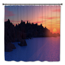 3D Mountain Landscape With Sunset Bath Decor 67967020