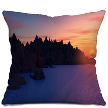 3D Mountain Landscape With Sunset Pillows 67967020