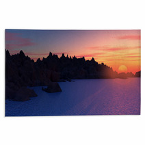 3D Mountain Landscape With Sunset Rugs 67967020