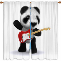 3d Panda Plays His Guitar Window Curtains 23031727