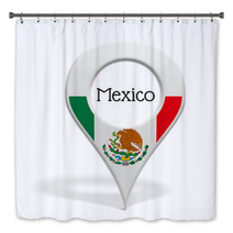 3D Pinpoint With Flag Of Mexico Isolated On White Bath Decor 61155100