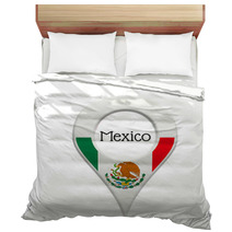 3D Pinpoint With Flag Of Mexico Isolated On White Bedding 61155100