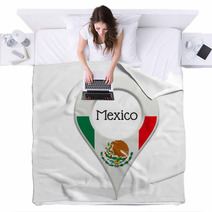3D Pinpoint With Flag Of Mexico Isolated On White Blankets 61155100