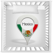 3D Pinpoint With Flag Of Mexico Isolated On White Nursery Decor 61155100