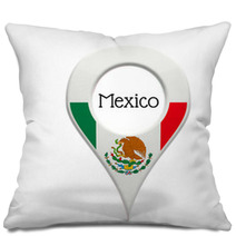 3D Pinpoint With Flag Of Mexico Isolated On White Pillows 61155100