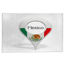 3D Pinpoint With Flag Of Mexico Isolated On White Rugs 61155100