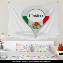 3D Pinpoint With Flag Of Mexico Isolated On White Wall Art 61155100