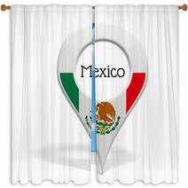 3D Pinpoint With Flag Of Mexico Isolated On White Window Curtains 61155100