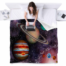 3D Solar System Wallpaper Blankets 48341716