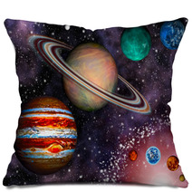3D Solar System Wallpaper Pillows 48341716