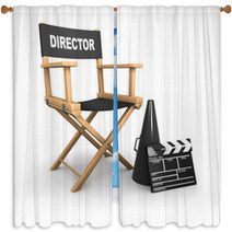 3d The Film Directors Chair Is Empty Window Curtains 32967862