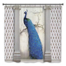 3d Wallpaper Columns Peacock And Effect Of Quilted Leather Bath Decor 228859958