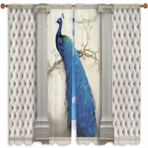 3d Wallpaper Columns Peacock And Effect Of Quilted Leather Window Curtains 228859958