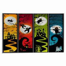4 Halloween Vertical Banners Of Ghost Towns Rugs 16873965
