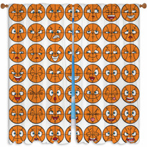 49 Facial Expressions Set - Basketball Character Window Curtains 65468784