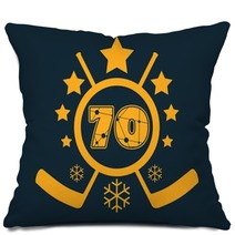 70 Number Vector Illustration Classic Style Sport Team Font Numbers Decorated By Lines And Dots Pattern Ice Hockey Emblem Pillows 171285449