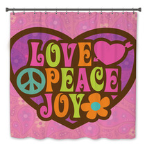 70s Love Peace Joy Illustration Bath Decor 16822230
