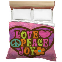 70s Love Peace Joy Illustration Bedding 16822230