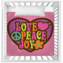 70s Love Peace Joy Illustration Nursery Decor 16822230
