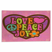 70s Love Peace Joy Illustration Rugs 16822230