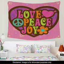 70s Love Peace Joy Illustration Wall Art 16822230