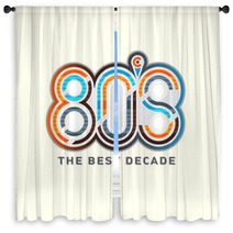 80s Illustration The Best Decade Window Curtains 136345826