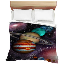 9 Planets Of The Solar System, Asteroid Belt And Spiral Galaxy. Bedding 40708318