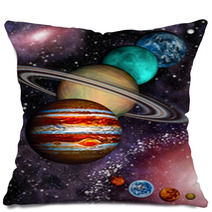 9 Planets Of The Solar System, Asteroid Belt And Spiral Galaxy. Pillows 40708318