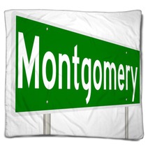 A 3d Rendering Of A Highway Sign For Montgomery Alabama Blankets 128797553