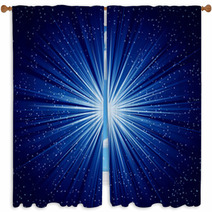 A Blue Color Design With A Burst. Lens Flare. Window Curtains 71351498