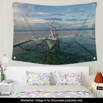 A Boat In A Tropical Paradise Beach Sunrise Wall Art 61901284
