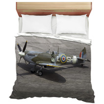 A British Spitfire Fighter Plane Stands Ready For Action Bedding 3555587
