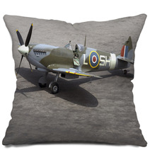 A British Spitfire Fighter Plane Stands Ready For Action Pillows 3555587