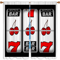 A Close Up Of A Slot Machine Winner Window Curtains 13128286
