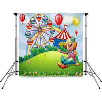 A Clown At The Hilltop With A Carnival Backdrops 60309334