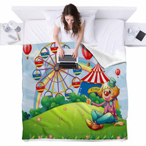 A Clown At The Hilltop With A Carnival Blankets 60309334