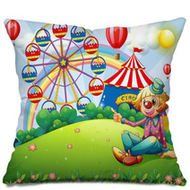 A Clown At The Hilltop With A Carnival Pillows 60309334