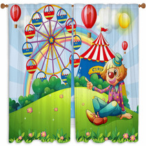 A Clown At The Hilltop With A Carnival Window Curtains 60309334