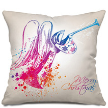 A Colorful Christmas Angel With Drops And Sprays Pillows 27308770