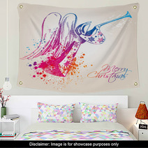 A Colorful Christmas Angel With Drops And Sprays Wall Art 27308770