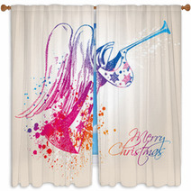 A Colorful Christmas Angel With Drops And Sprays Window Curtains 27308770