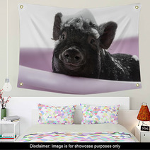 A Cute Little Piggy With A Soap Foam - Hygiene Concept Wall Art 47923868