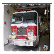 A Fire Truck Is Parked In The Bay At The Firehouse Bath Decor 9582143