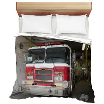 A Fire Truck Is Parked In The Bay At The Firehouse Bedding 9582143