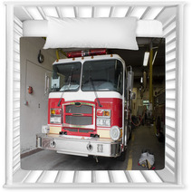 A Fire Truck Is Parked In The Bay At The Firehouse Nursery Decor 9582143
