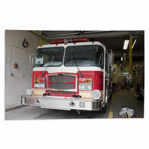 A Fire Truck Is Parked In The Bay At The Firehouse Rugs 9582143