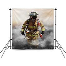 A Firefighter Pierces Through A Wall Of Smoke Backdrops 62499189